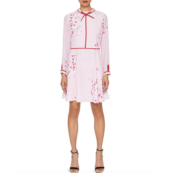 Ted Baker Heydii Dress NWT Pink Cherry Blossom Floral Print Size 0 US 2 XS - Picture 11 of 12